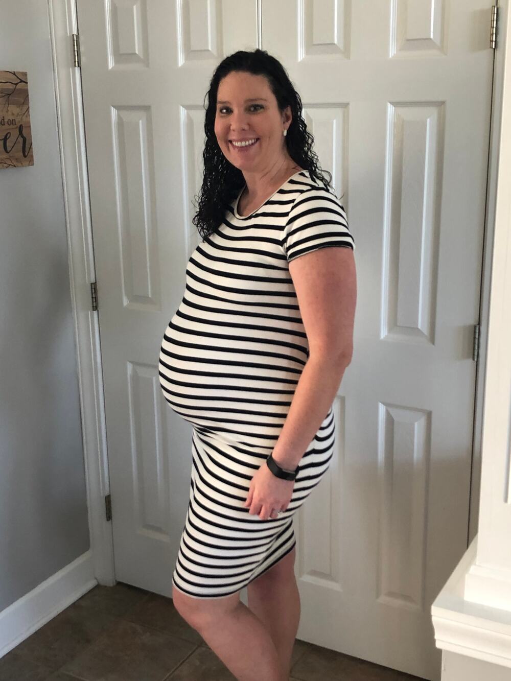 Old Navy Maternity Fitted White Black Dress Size Large